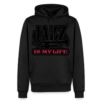 jazz is my life - Sweat à capuche Premium bio Homme - noir - Devant - Nico (187cm)