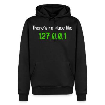 No Place Like 127.0.0.1 Programmer Tux Saying - Men’s Premium Organic Hoodie - black - Front - Nico (187cm)