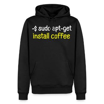 Programmierer Tux Kaffee Informatiker Entwickler - Männer Premium Bio Hoodie - Schwarz - Vorne - Nico (187cm)