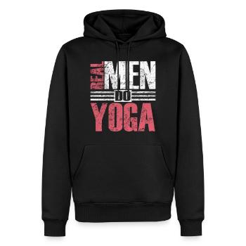 Real Men Do Yoga - Männer Premium Bio Hoodie - Schwarz - Vorne - Nico (187cm)