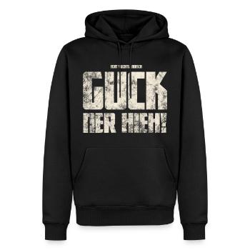 Guck Ner Hieh! Original Vogtländisch - Männer Premium Bio Hoodie - Schwarz - Vorne - Nico (187cm)