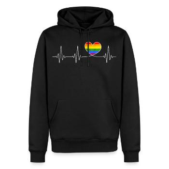 LGBT Heartbeat LGBTQ Pride Month CSD - Men’s Premium Organic Hoodie - black - Front - Nico (187cm)