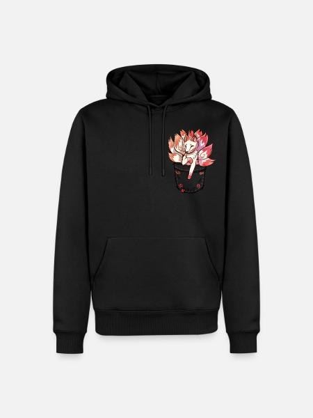 Tasche Süß kitsune Fuchs - Männer Premium Bio Hoodie - Schwarz