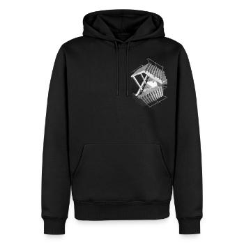 Oeuvre d'architecture - Les hauts et les bas éternels - Sweat à capuche Premium bio Homme - noir - Devant - Nico (187cm)