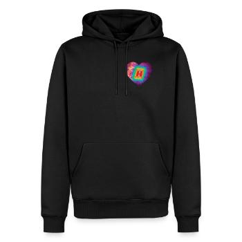 Servez-vous d'un grand H - Sweat à capuche Premium bio Homme - noir - Devant - Nico (187cm)