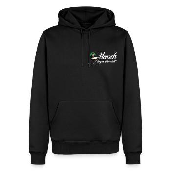 Mensch Ärgere Dich Nicht Klassischer Schriftzug - Männer Premium Bio Hoodie - Schwarz - Vorne - Nico (187cm)