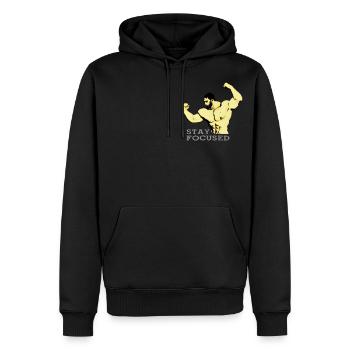 Gym - Männer Premium Bio Hoodie - Schwarz - Vorne - Nico (187cm)