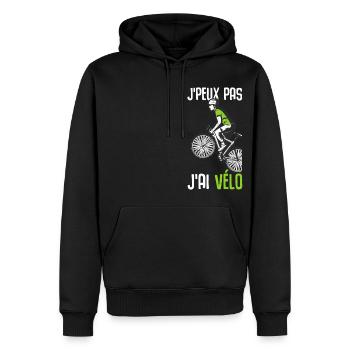 J'peux pas j'ai velo cadeau cycliste vélo - Sweat à capuche Premium bio Homme - noir - Devant - Nico (187cm)