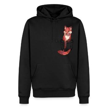Pocket Cute Red Fox - Männer Premium Bio Hoodie - Schwarz - Vorne - Nico (187cm)