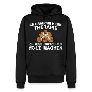 Therapie Holz - Männer Premium Bio Hoodie - Schwarz - Vorne - Nico (187cm)