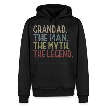 Grandad The Man The Legend The Legend T Shirt - Men’s Premium Organic Hoodie - black - Front - Nico (187cm)