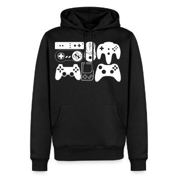 Contrôleur de jeu - Sweat à capuche Premium bio Homme - noir - Devant - Nico (187cm)