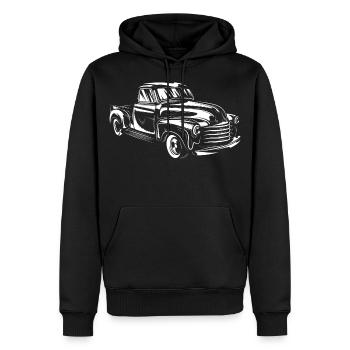 voiture classique 01 modèle de voiture classique huile de nitro rétro - Sweat à capuche Premium bio Homme - noir - Devant - Nico (187cm)