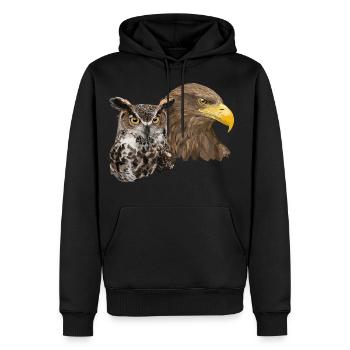 Pigargo und Eule - Männer Premium Bio Hoodie - Schwarz - Vorne - Nico (187cm)