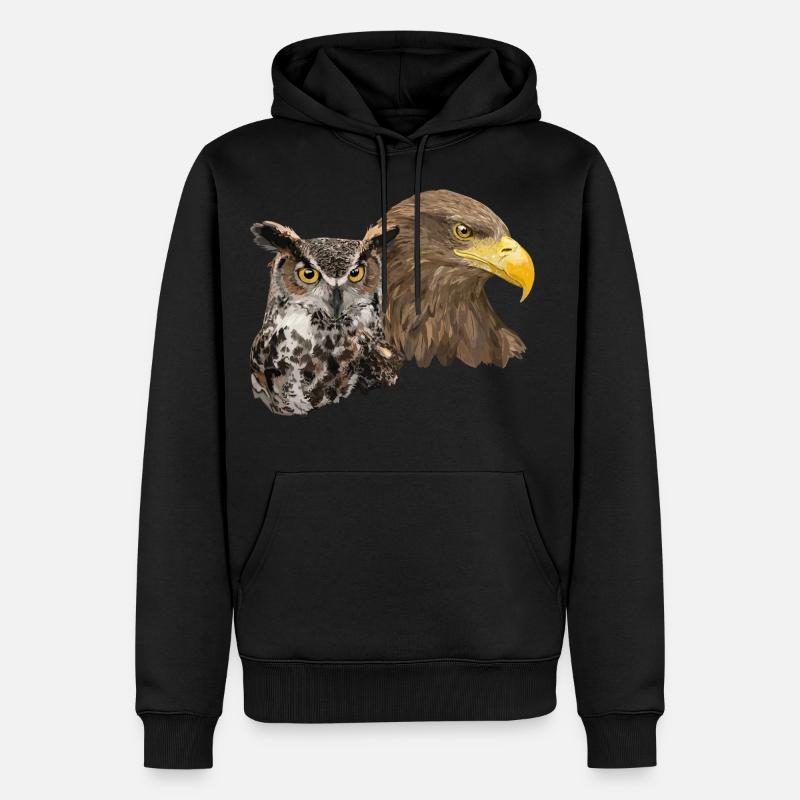Pigargo und Eule - Männer Premium Bio Hoodie - Schwarz