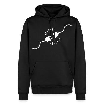 Stecker und Steckdose für Elektriker - Männer Premium Bio Hoodie - Schwarz - Vorne - Nico (187cm)