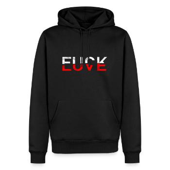 fuck you love you - Männer Premium Bio Hoodie - Schwarz - Vorne - Nico (187cm)