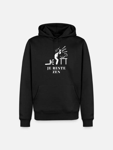JE RESTE ZEN - Sweat à capuche Premium bio Homme - noir