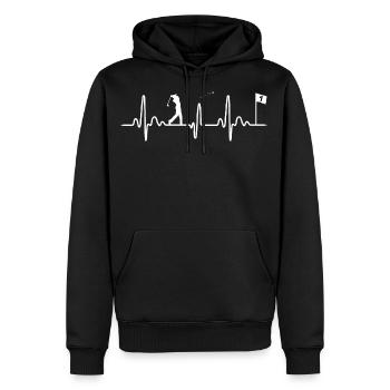 Golfer Golf Golfspieler Herzschlag Golfen - Männer Premium Bio Hoodie - Schwarz - Vorne - Nico (187cm)