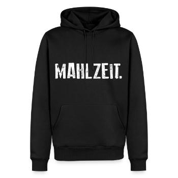 MAHLZEIT - Männer Premium Bio Hoodie - Schwarz - Vorne - Nico (187cm)