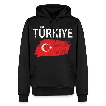 Drapeau de la Turquie Drapeau Türkiye - Sweat à capuche Premium bio Homme - noir - Devant - Nico (187cm)