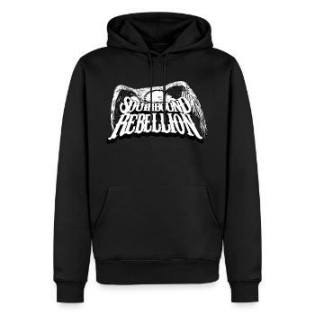Freebird B/W - Männer Premium Bio Hoodie - Schwarz - Vorne - Nico (187cm)