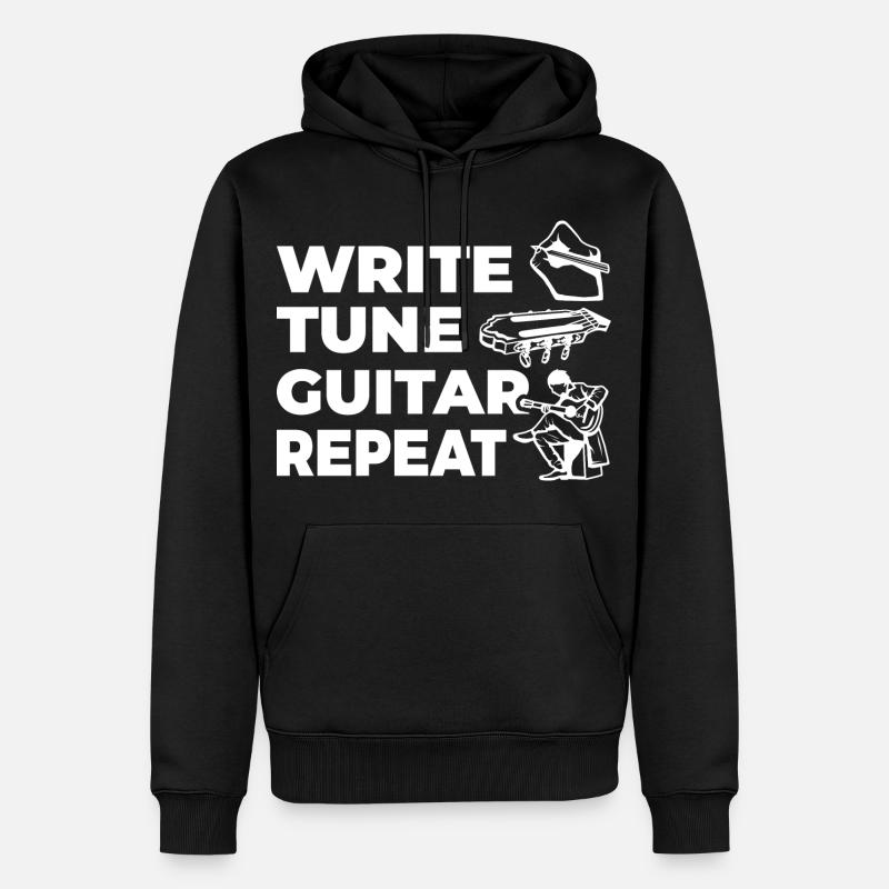 Write Tune Guitar Repeat - Männer Premium Bio Hoodie - Schwarz