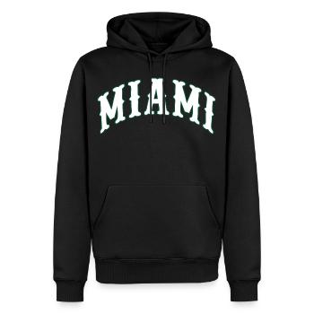 Miami - Männer Premium Bio Hoodie - Schwarz - Vorne - Nico (187cm)