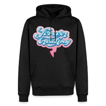 Forever Creating – Künstlerische Typografie - Männer Premium Bio Hoodie - Schwarz - Vorne - Nico (187cm)
