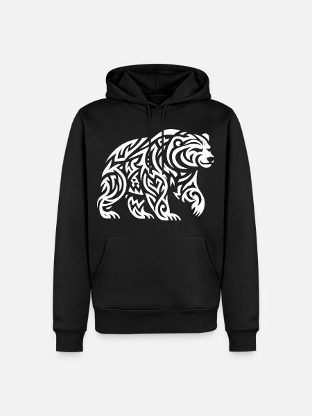 Ours grizzli tribal - Sweat à capuche Premium bio Homme - noir
