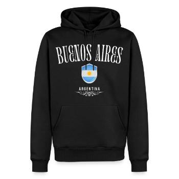 Buenos Aires, Argentinien, minimalistisches Design - Männer Premium Bio Hoodie - Schwarz - Vorne - Nico (187cm)