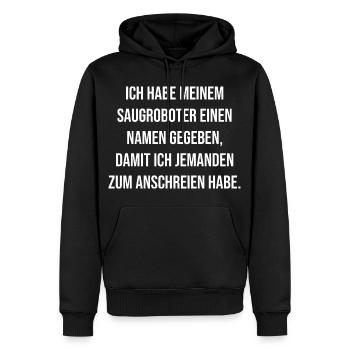 Saugroboter Namenswitz zum Anschreien - Männer Premium Bio Hoodie - Schwarz - Vorne - Nico (187cm)
