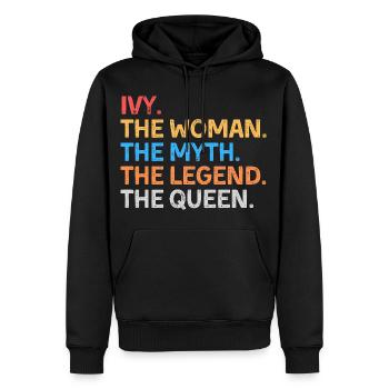 Ivy, die Frau, der Mythos, die Legende, die Königin, - Männer Premium Bio Hoodie - Schwarz - Vorne - Nico (187cm)