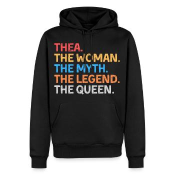 Thea Die Frau Der Mythos Die Legende Die Königin - Männer Premium Bio Hoodie - Schwarz - Vorne - Nico (187cm)