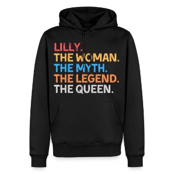 Lilly la Femme Le Mythe La Légende La Reine - Sweat à capuche Premium bio Homme - noir - Devant - Nico (187cm)