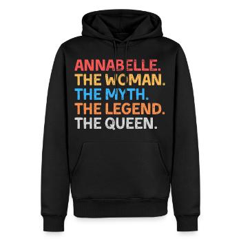 Annabelle, die Frau, der Mythos, die Legende, die Königin, - Männer Premium Bio Hoodie - Schwarz - Vorne - Nico (187cm)