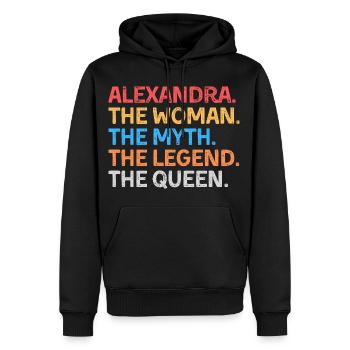 Alexandra La Femme Le Mythe La Légende La Reine - Sweat à capuche Premium bio Homme - noir - Devant - Nico (187cm)