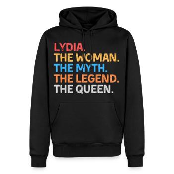 Lydia Die Frau Der Mythos Die Legende Die Königin - Männer Premium Bio Hoodie - Schwarz - Vorne - Nico (187cm)