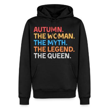 Automne La Femme Le Mythe La Légende La Reine - Sweat à capuche Premium bio Homme - noir - Devant - Nico (187cm)