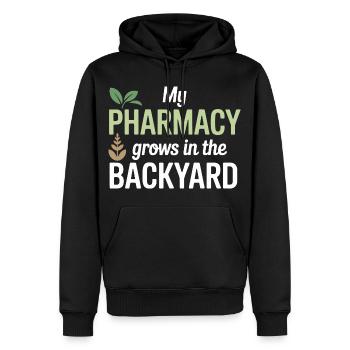 Vêtement certifié en pharmacologie clinique organique - Sweat à capuche Premium bio Homme - noir - Devant - Nico (187cm)