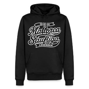 Malle 2026 Mallorca Saufliga Legenden - Männer Premium Bio Hoodie - Schwarz - Vorne - Nico (187cm)