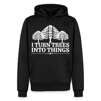 Ich mache aus Bäumen Dinge Zimmermann Humor Tischler - Männer Premium Bio Hoodie - Schwarz - Vorne - Nico (187cm)