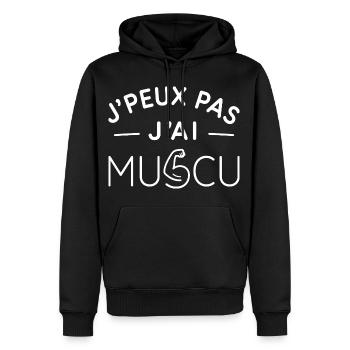 Musculation Humour Cadeau Passionné de Fitness - Sweat à capuche Premium bio Homme - noir - Devant - Nico (187cm)