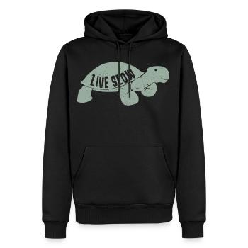 Live Slow Schildkröte - Männer Premium Bio Hoodie - Schwarz - Vorne - Nico (187cm)