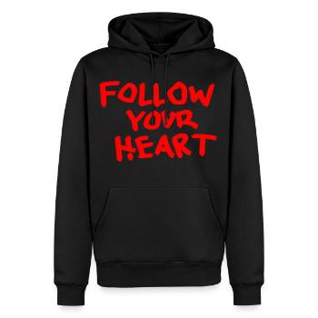 FOLLOW YOUR HEART Love Street Art Typografie - Männer Premium Bio Hoodie - Schwarz - Vorne - Nico (187cm)