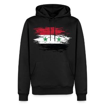 Drapeau de la Syrie utilisé - Sweat à capuche Premium bio Homme - noir - Devant - Nico (187cm)