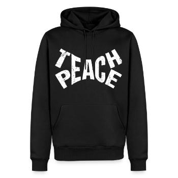 Teach Peace - Men’s Premium Organic Hoodie - black - Front - Nico (187cm)