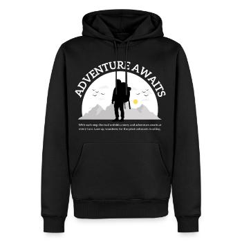 wandern Natur - adventure awaits - Männer Premium Bio Hoodie - Schwarz - Vorne - Nico (187cm)