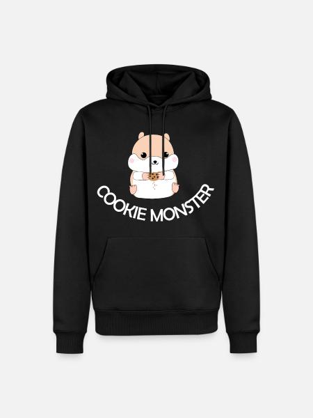 Hamster Cookiemonster - Männer Premium Bio Hoodie - Schwarz