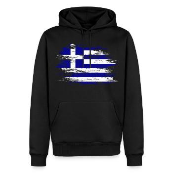 Drapeau de la Grèce utilisé - Sweat à capuche Premium bio Homme - noir - Devant - Nico (187cm)
